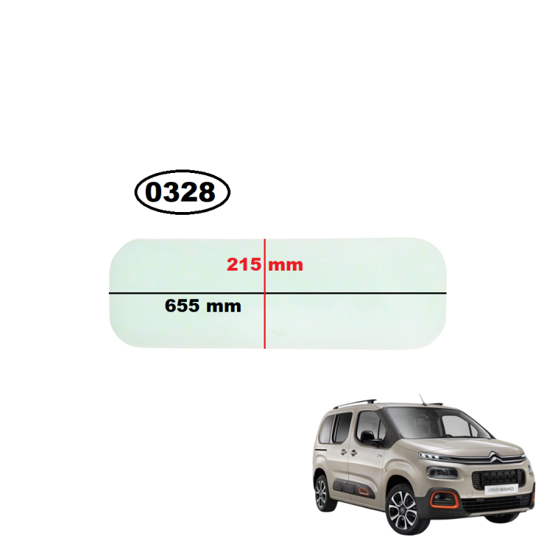 SZYBA TYLNA ŚCIANY GRODZIOWEJ OPEL COMBO IV (E), CITROEN BERLINGO III, PEUGEOT PARTNER III, PEUGEOT RIFTER