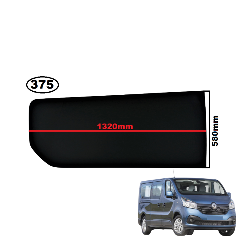 SZYBA BOCZNA PRAWA FIAT TALENTO, OPEL VIVARO II, NISSAN NV-300, RENAULT TRAFIC III - WERSJA LONG
