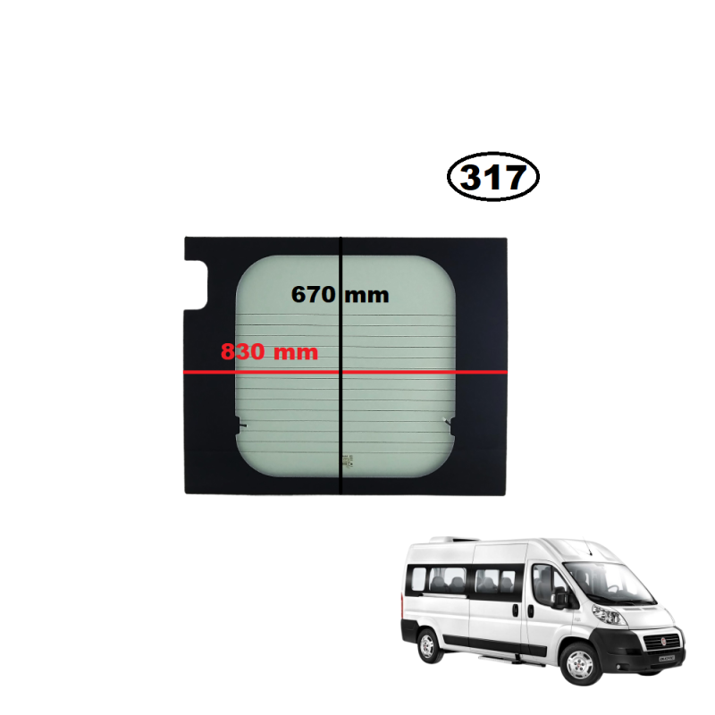 SZYBA TYLNA LEWA W DRZWI CITROEN JUMPER II, PEUGEOT BOXER II, FIAT DUCATO III - nr części: 1350961080