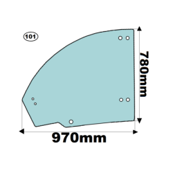 SZYBA LEWA GÓRNA DRZWI BOCZNA CASE, FIAT KOBELCO, NEW HOLLAND - nr części: 87718167, 76092688