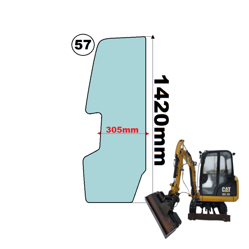 SZYBA W DRZWI BOCZNA LEWA CAT, WACKER NEUSON - nr części: 376-2076, 3762076