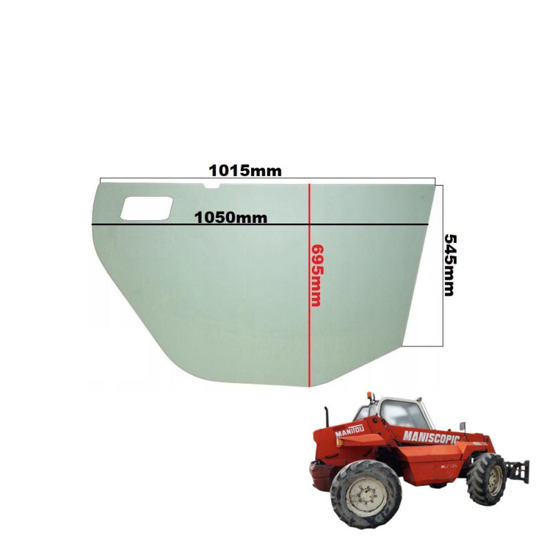 SZYBA BOCZNA DOLNA LEWA W DRZWI MANITOU - nr części: 746743,746046
