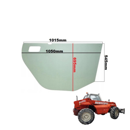 SZYBA BOCZNA DOLNA LEWA W DRZWI MANITOU - nr części: 746743,746046