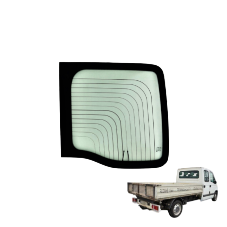 SZYBA TYLNA PRAWA W DRZWI RENAULT MASTER II, OPEL MOVANO I, NISSAN INTERSTAR - nr części: 8200032001, 9110877, 09110877