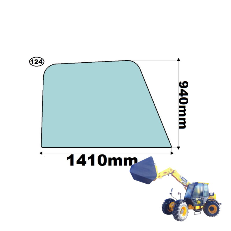 SZYBA JCB BOCZNA PRAWA - nr części: 827/30516, 827/20294,  82730516