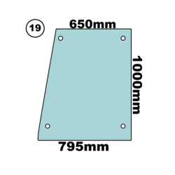 SZYBA LEWA PRAWA W DRZWI BOCZNA GÓRNA TEREX, FERMEC, CASE, MASSEY FERGUSON - nr części: MA3512934M1, 3512934M1