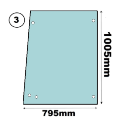 SZYBA LEWA PRAWA DRZWI BOCZNA GÓRNA TEREX, FERMEC, CASE, MASSEY FERGUSON - nr części: 3512870M1