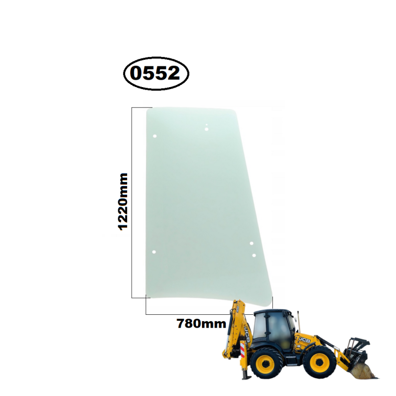 SZYBA BOCZNA ZA DRZWIAMI LEWA JCB - KABINA P21 - nr części: 82780269