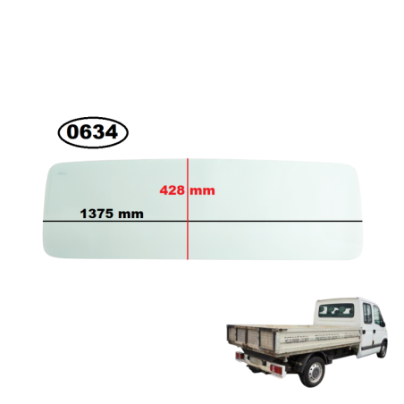 SZYBA TYLNA KABINY / ŚCIANY GRODZIOWEJ NISSAN NV-400/INTERSTAR, OPEL MOVANO I/II, RENAULT MASCOTT/MASTER II/III, IVECO DAILY