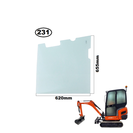 SZYBA LEWA DOLNA W DRZWI KUBOTA - nr części: RG158-46940, RG15846940, RG158-4694-0