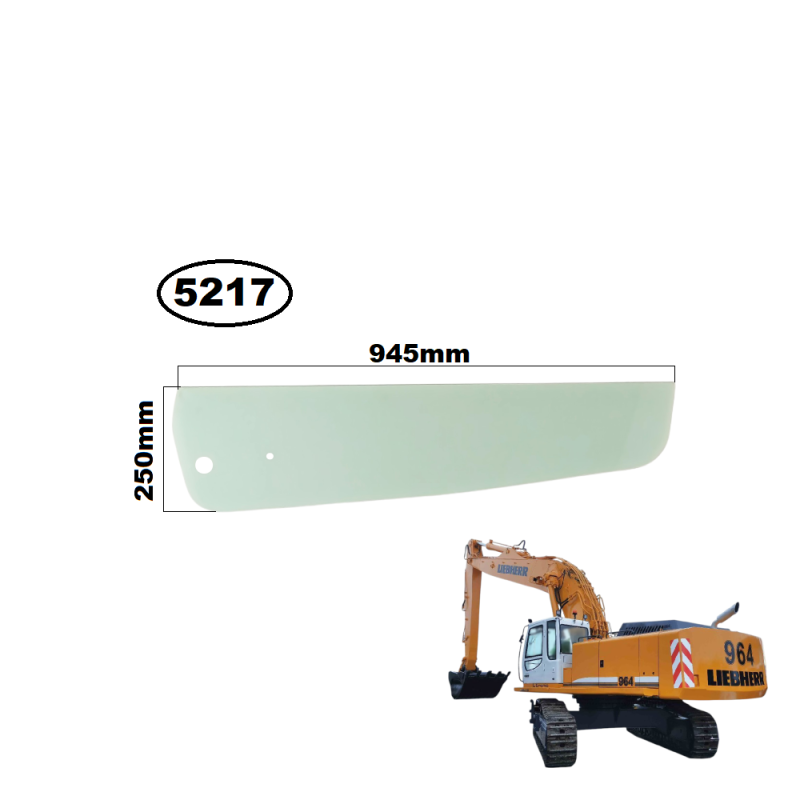 SZYBA LEWA DOLNA W DRZWI LIEBHERR - nr części: 5009626, 5007168